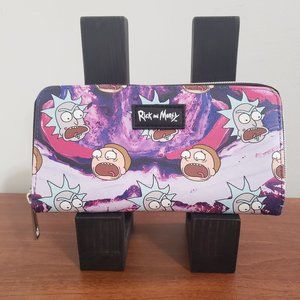 Rick & Morty Wallet Faux-Leather Purple Pink Galaxy Design BioWorld 12 Card Slot